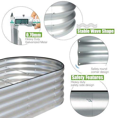 Galvanized Raised Garden Bed, 4x2x1ft Oval Metal Planter Box for Outdoor Plants Vegetables X93266