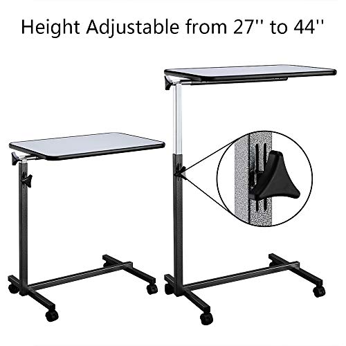 Tilting Overbed Table with Wheels and Brake, Adjustable Bedside Table R378751