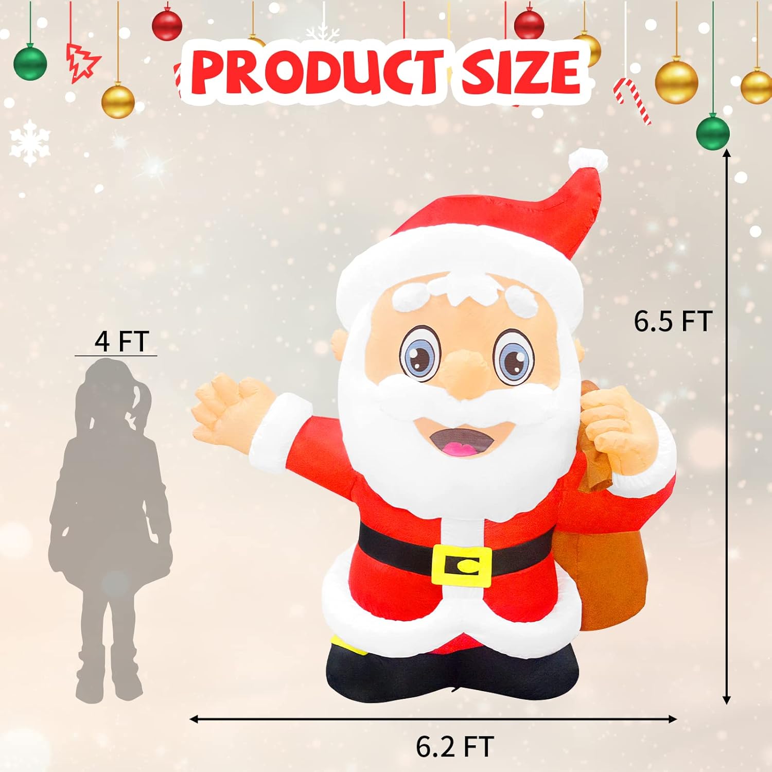 6.5 ft Santa Claus Christmas Inflatables Outdoor Decoration with LED Lights U8280