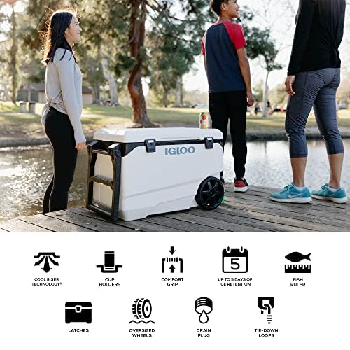 Insulated Portable Hard Side Cooler Ice Chest for Fishing Camping Boating A767409