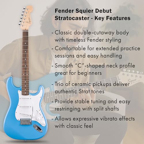 Stratocaster Electric Guitar Bundle with Amplifier, Gig Bag, Strap, Cable, Picks, and DVD F102