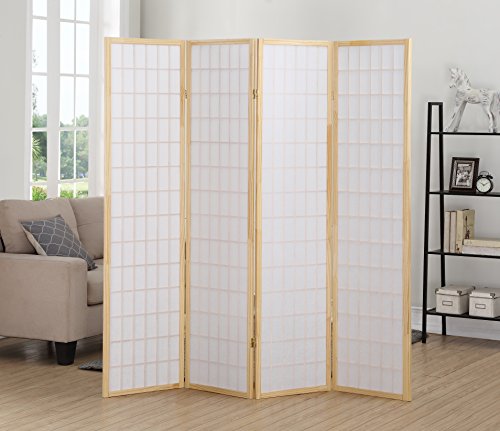 4 Panel Shoji Room Divider Screen, Natural C5775