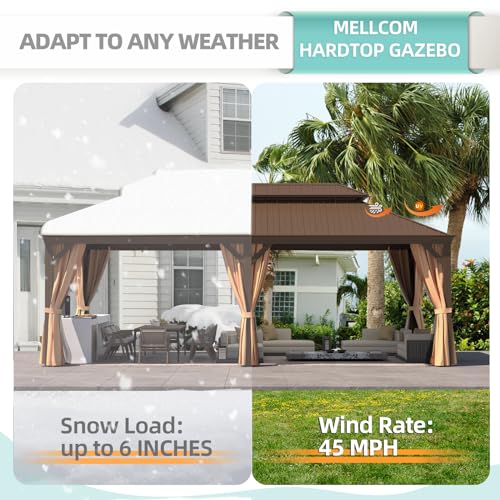 12x16 ft Hardtop Gazebo with Double Roof, Curtains and Netting T94173