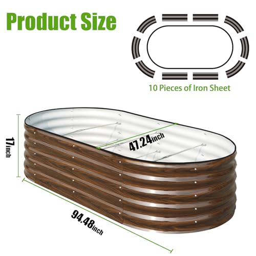 Galvanized Raised Garden Bed, 4x2x1ft Oval Metal Planter Box for Outdoor Plants Vegetables X93266