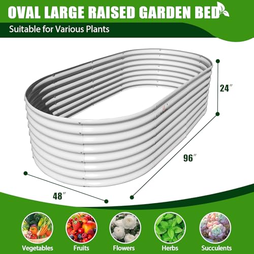Galvanized Raised Garden Bed Oval Metal Planter Box for Vegetables Flowers U63502