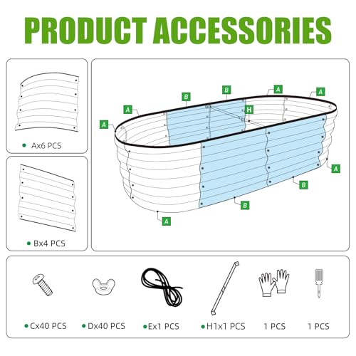 Galvanized Raised Garden Bed, 4x2x1ft Oval Metal Planter Box for Outdoor Plants Vegetables X93266