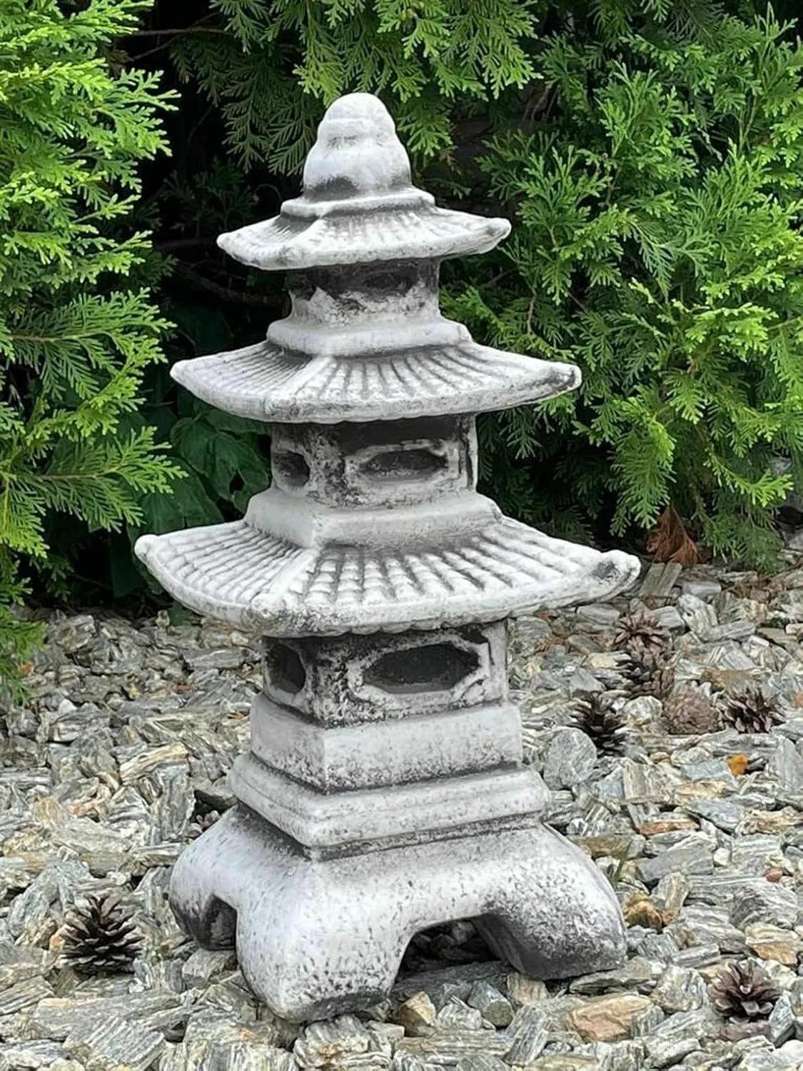 Concrete Pagoda Statue Zen Garden Sculpture Outdoor Decoration N22034