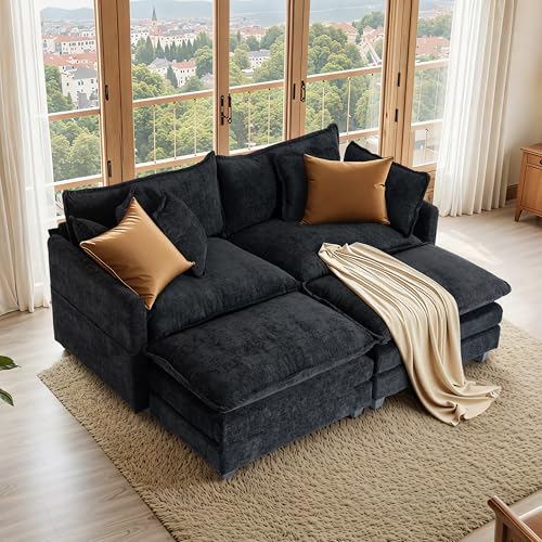 Chenille Lounge Chair with Ottoman, Beige, 1-Seat R52165