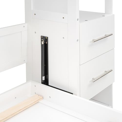 Queen Size Murphy Bed with Cabinet and LED Lights M1232