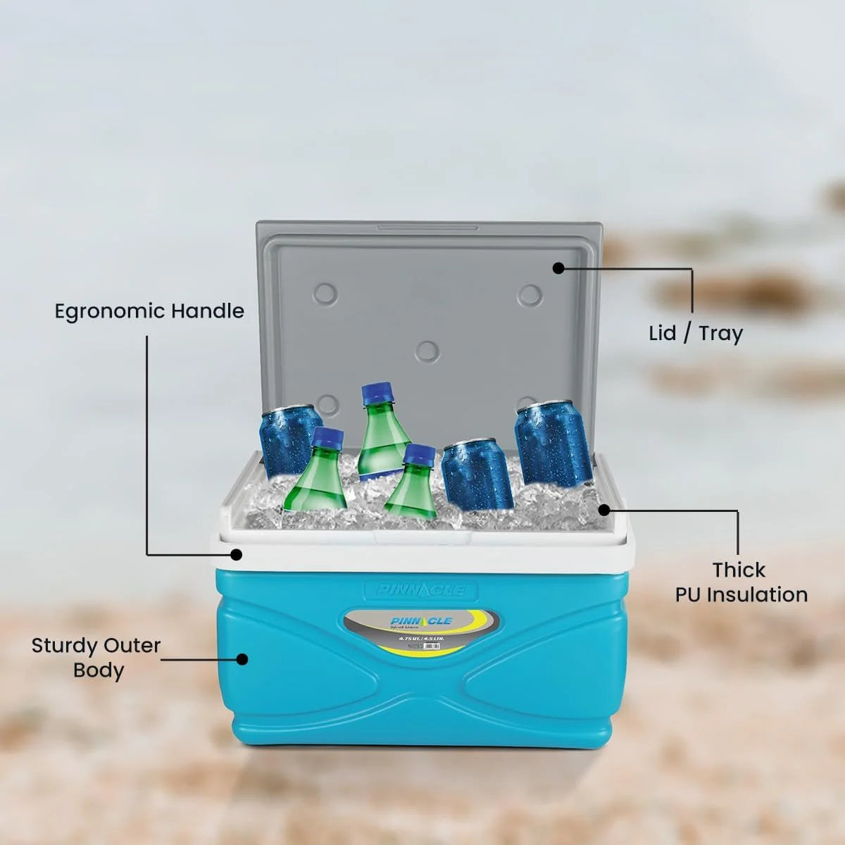 Portable Cooler 4.5 Liter for Picnic Camping Outdoor, Sky Blue J982345