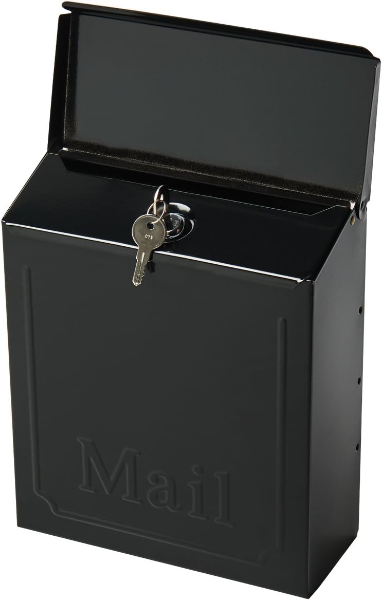 Wall Mount Mailbox, Galvanized Steel, Black S22839