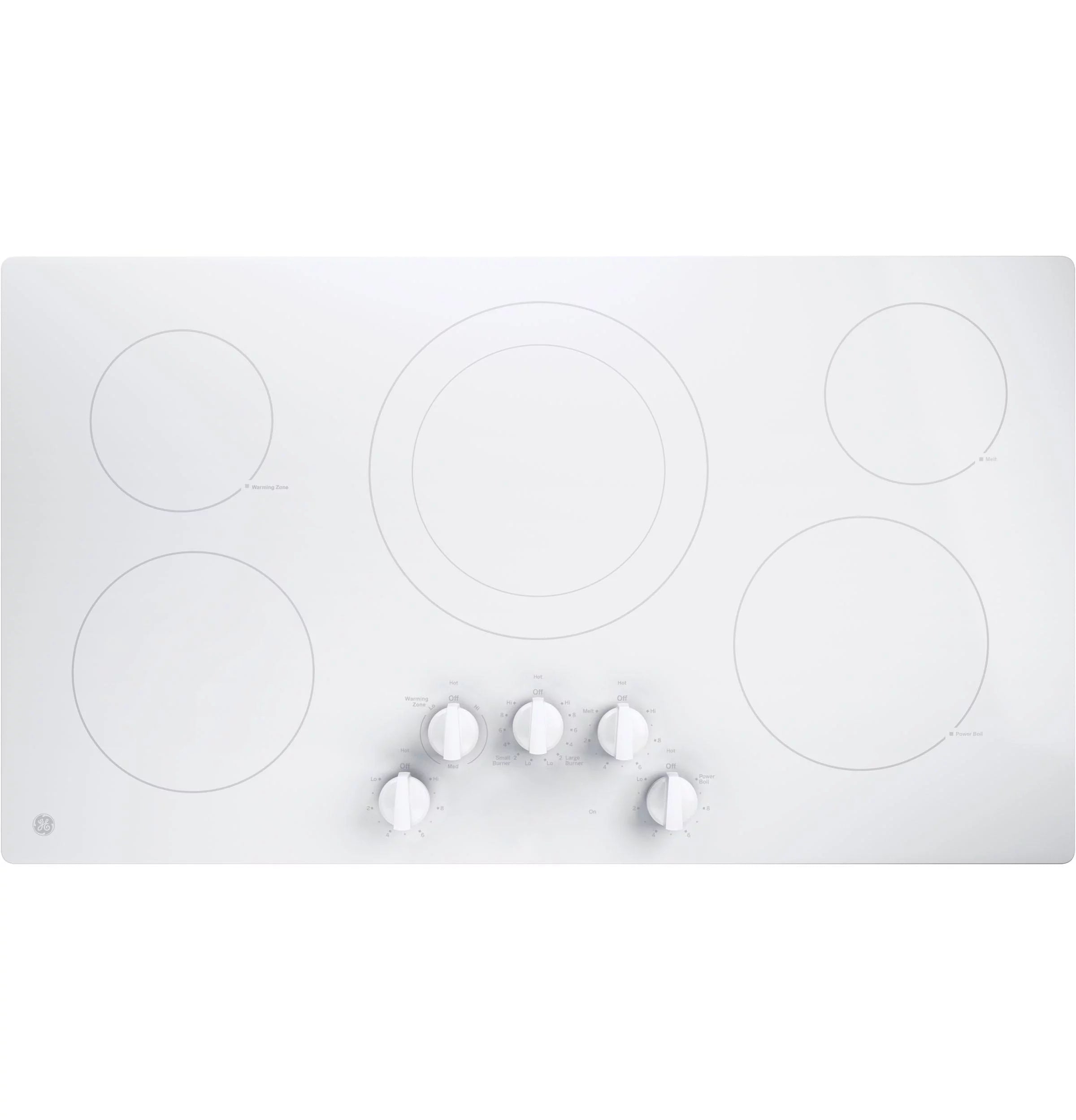 Ge Jp3036 36" Wide 5 Burner Electric Cooktop - White