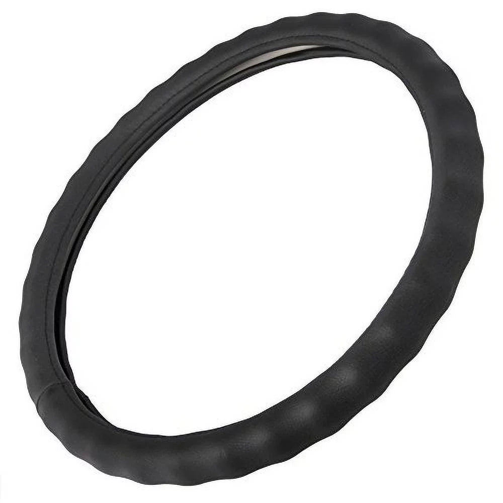Genuine Leather Steering Wheel Cover Large 15-16 Inch Black T2131