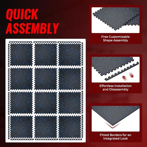 24 Pcs Interlocking Rubber Top Exercise Mats for Home Gym B471556