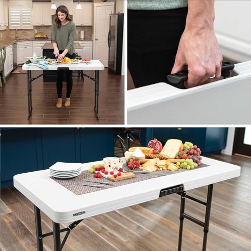 4-Foot Commercial Adjustable Folding Table, Almond T677