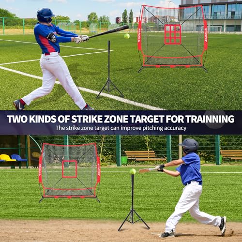 Baseball & Softball Practice Net with Bow Frame, Portable, with Batting Tee and Carry Bag B6660