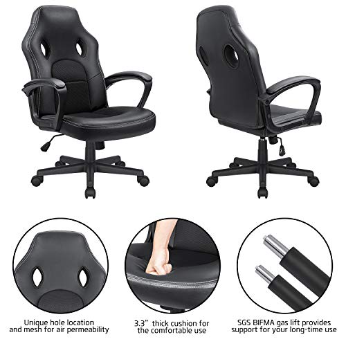 High Back Ergonomic Leather Gaming Chair, Adjustable, Blue S74277