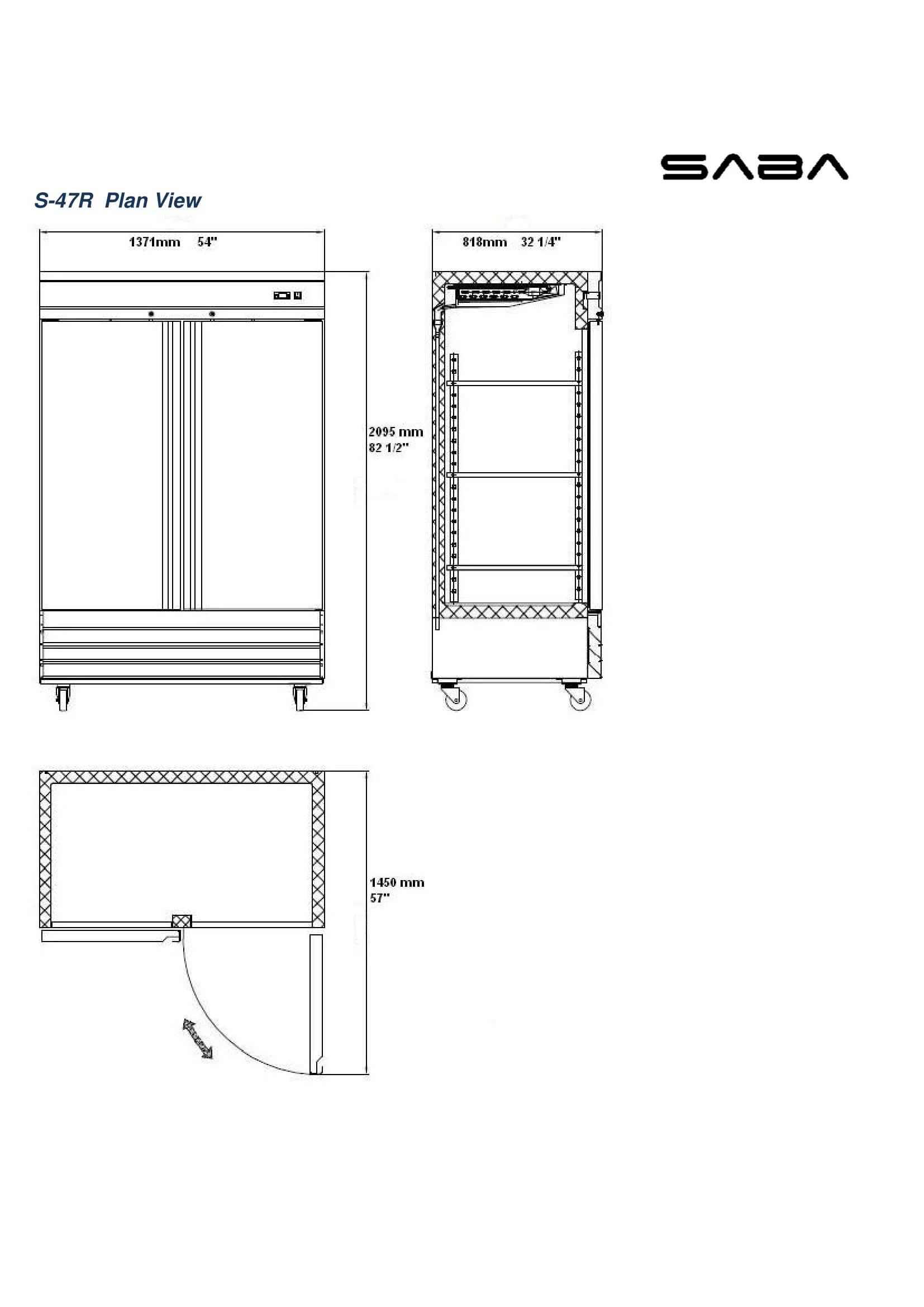 Commercial 47 cu ft Stainless Steel Reach-In Refrigerator, 2 Door Z690887