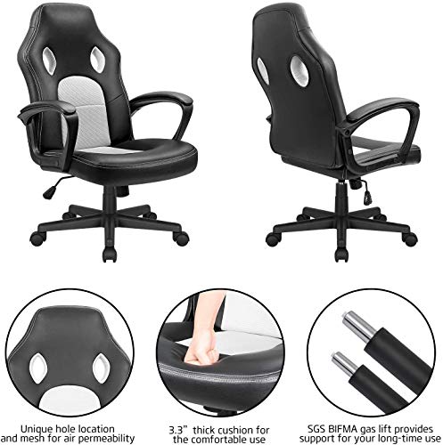 High Back Ergonomic Leather Gaming Chair, Adjustable, Blue S74277