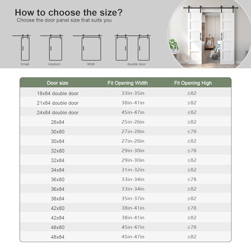 Double 21x84in White Barn Door with 7FT Sliding Hardware Kit, MDF, PVC Surface, DIY Assembly R60322