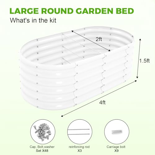 Galvanized Raised Garden Bed Kit 4x2x1.5ft Oval Metal Planter Box for Vegetables Outdoor V57489