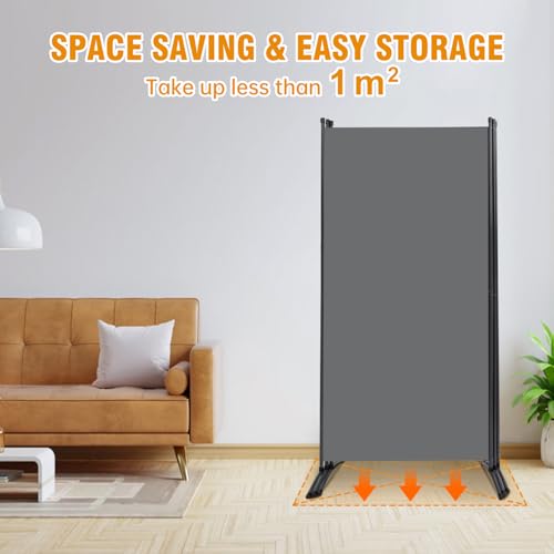 Room Divider Screen 3 Panel Folding Partition with Metal Frame, Grey N348