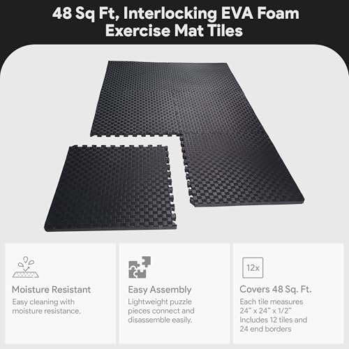 Puzzle Exercise Mat with EVA Foam Interlocking Tiles for MMA, Gymnastics and Home Gym H787