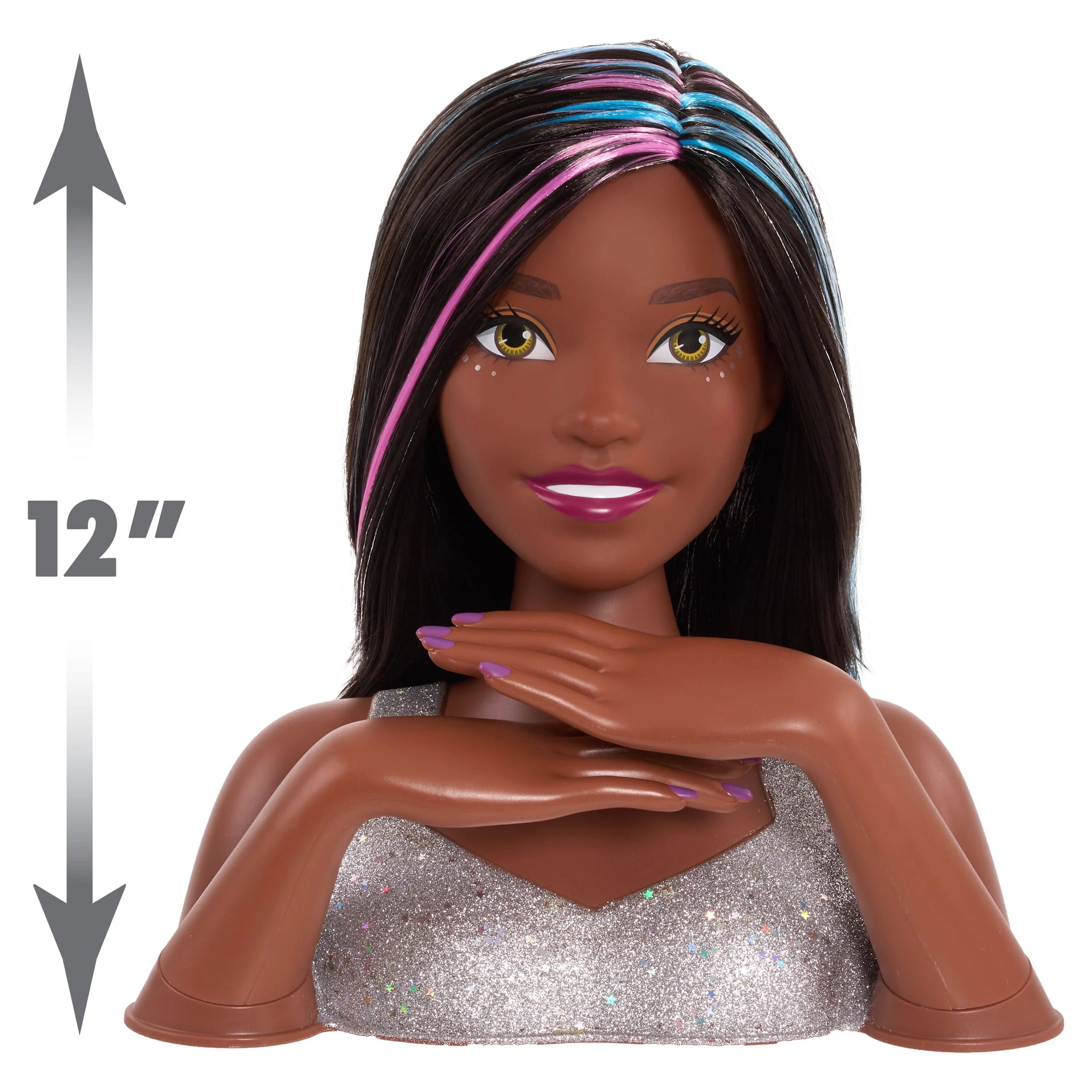 Glitter and Go Styling Head with Black Hair, Kids Toy for Ages 5 Up P76541