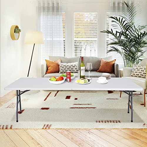 Portable 4 Foot Plastic Folding Table, Indoor Outdoor Heavy Duty, White Y15191