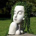 Face Head Planter Pots for Indoor Outdoor Plants Large Flower Pots Unique Succulent Planter with Drainage Hole Creative Lady Pot Resin Women Statue Vase Garden Decor- 11.4 x 8.7 x 5.5 Inch