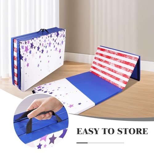 Folding Exercise Gymnastics Mat, 4x8x2 Inch, with Carrying Handles P466