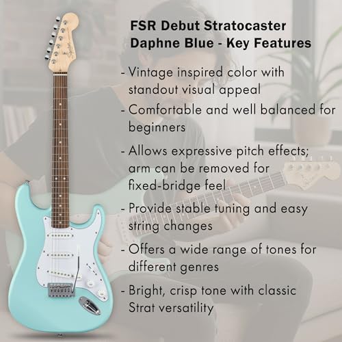 Stratocaster Electric Guitar Bundle with Amplifier, Gig Bag, Strap, Cable, Picks, and DVD F102