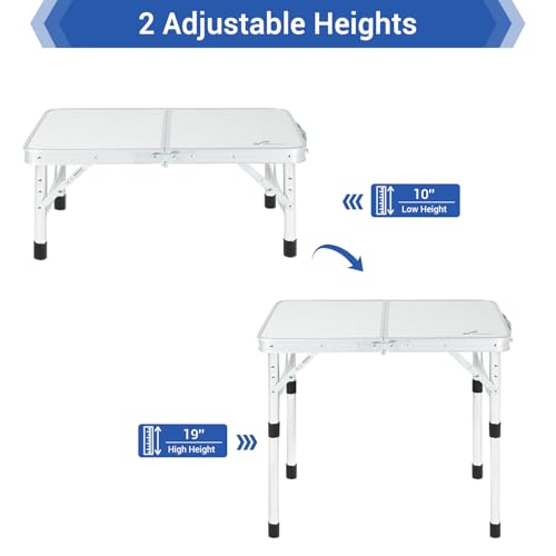 Adjustable Height Small Folding Camping Table with Mesh Layer B206