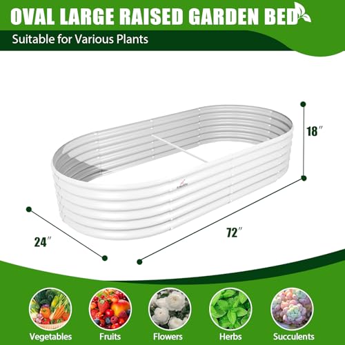 Galvanized Raised Garden Bed Oval Metal Planter Box for Vegetables Flowers U63502