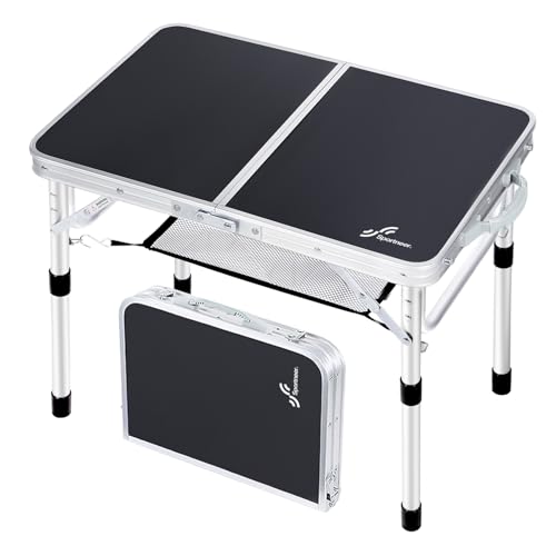 Adjustable Height Small Folding Camping Table with Mesh Layer B206