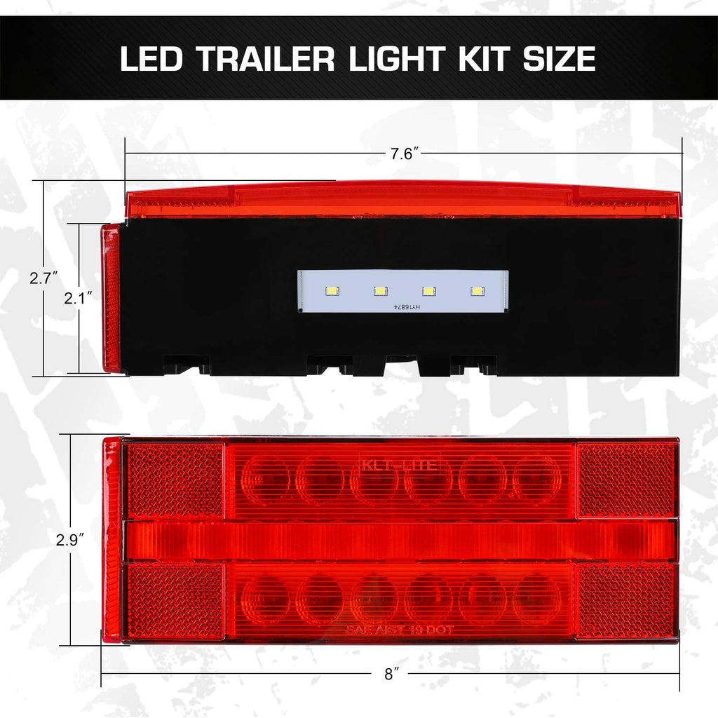 Submersible LED Trailer Light Kit, Waterproof Tail Lights with Turn and License Lights Q667