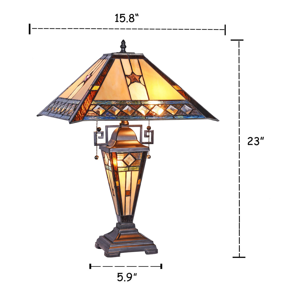 Tiffany-Style Double Lit Table Lamp 16" Wide J28674