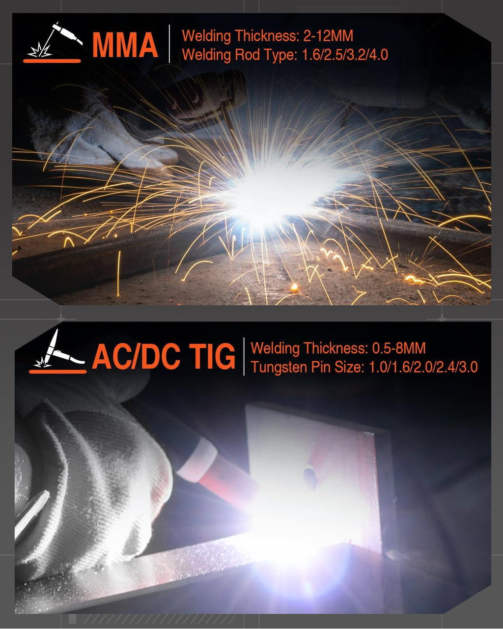 200Amp AC/DC TIG Welder with Pulse, 4 in 1 Multiprocess, Dual Voltage 110V/220V V834156