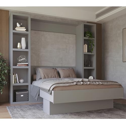Queen Murphy Wall Bed with Two Bookshelves Z468
