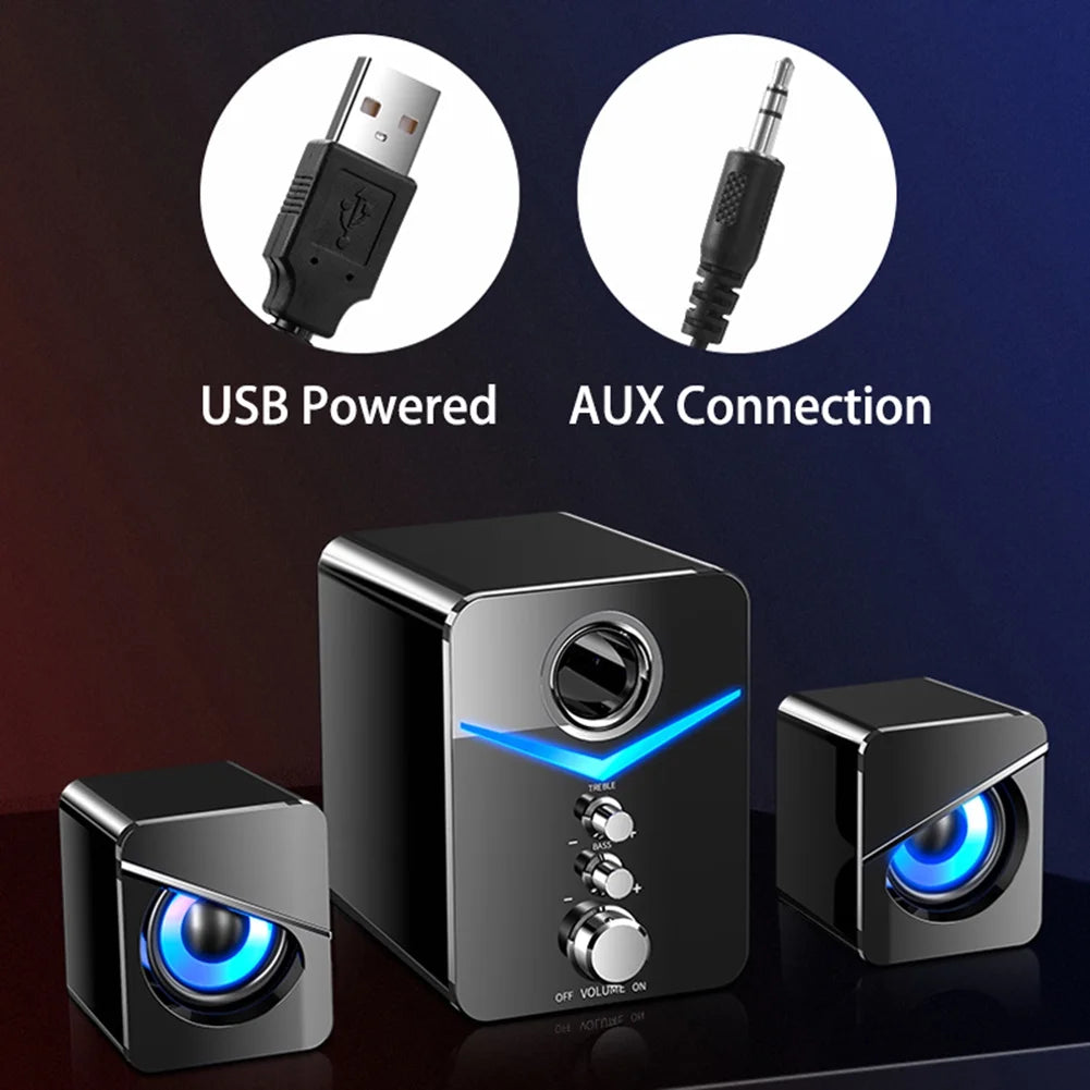 Computer Speaker Set with Subwoofer, USB-Powered 2.1 Multimedia Speakers, Black E98883