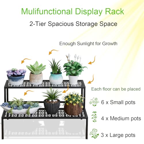 3 Tier Plant Stand Semi-Circular Flower Pot Organizer Rack for Indoor Outdoor I2592