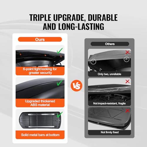 Rooftop Cargo Carrier, 18 Cubic Feet Hard Shell Roof Box, Dual-Sided Opening W552283