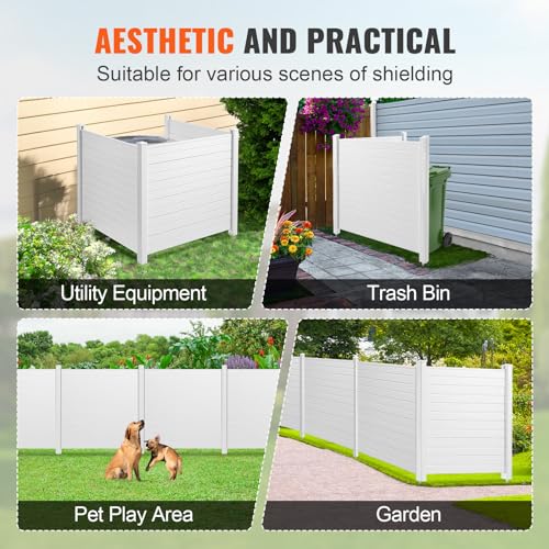 Outdoor Privacy Screens 50x50 Inch, Vinyl Fence for AC Unit and Trash Can Enclosure, 2-Panel O524