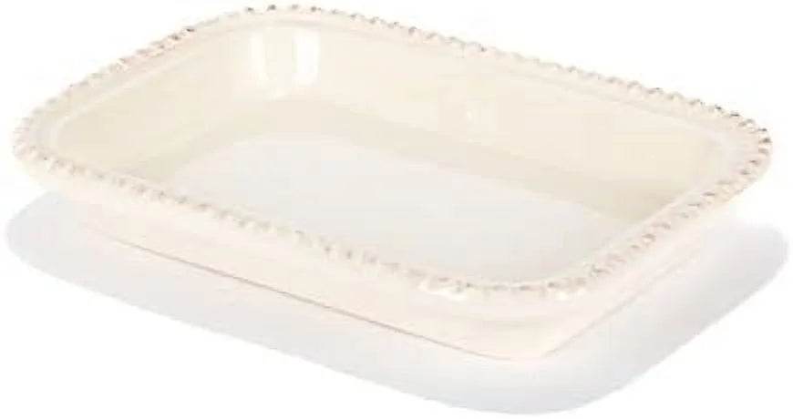 Ceramic Butter Dish with Metal Acanthus Leaf Design X73179
