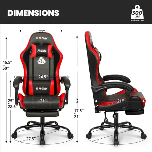 Gaming Chair with Footrest Lumbar Support High Back Recliner Ergonomic Leather L124