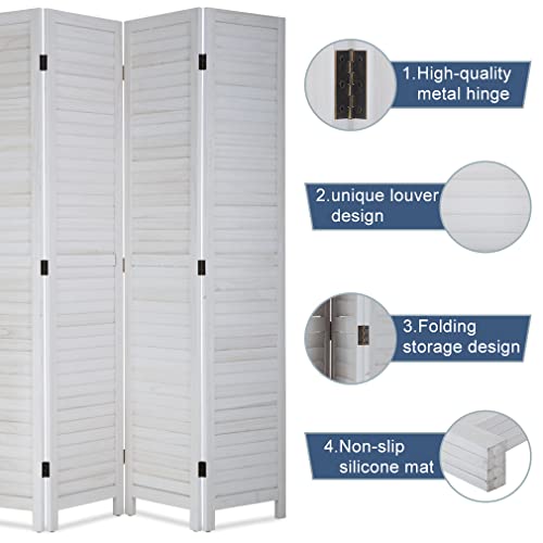 6 Panel Wood Room Divider Privacy Screen Freestanding White U13428