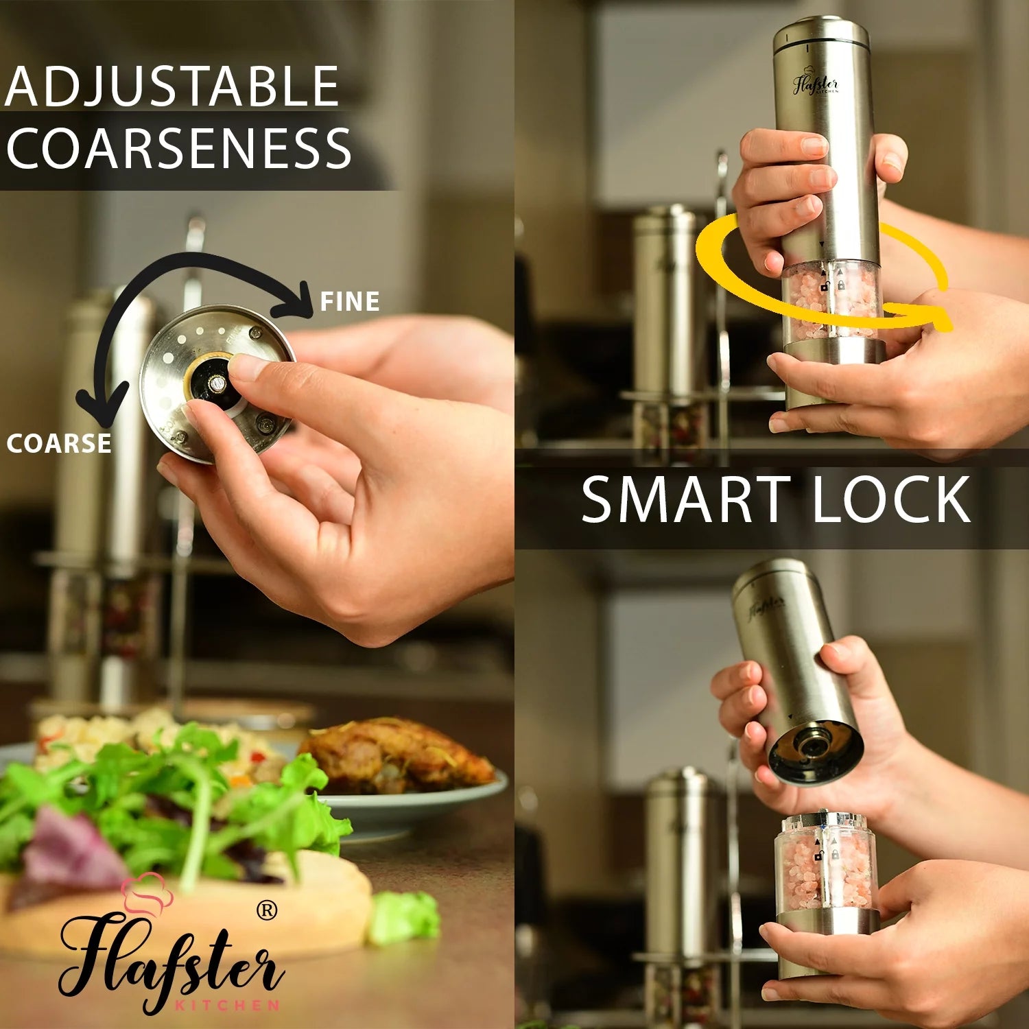 Electric Salt and Pepper Grinder Set, Battery Operated Shakers S2791