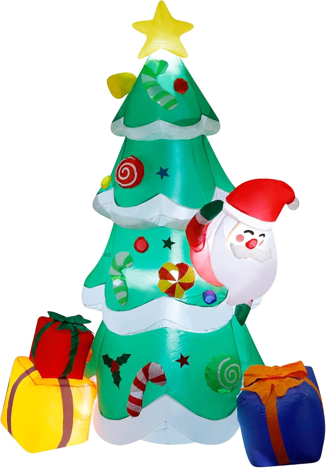 Inflatable Christmas Tree with Santa Claus and LED Lights for Outdoor Yard Decor G514