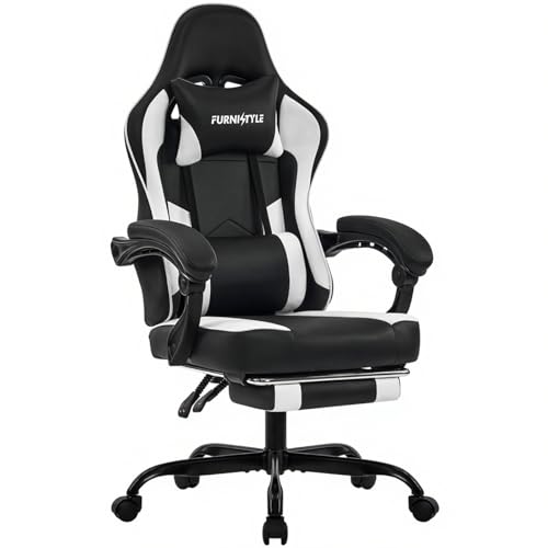 Ergonomic Leather Gaming Chair with Footrest and Lumbar Support B869