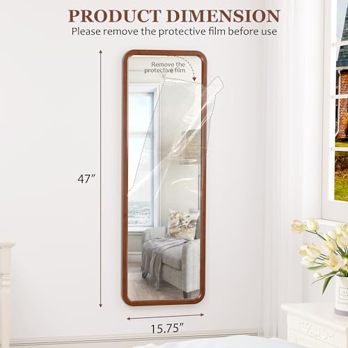 63"x18" Wooden Full Length Mirror, Standing Floor Mirror for Bedroom F624
